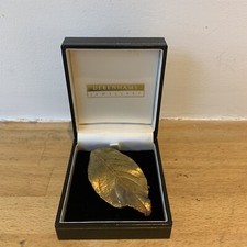 Debenhams black leather jewellery box With Bay Leaf Brooch