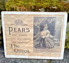 Pears Soap Makers 19th c. Advertising Sign wood mounted good bathroom sign
