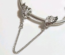 🩷Guardian Angel Wings Safety Chain Spacer Charm Genuine S925 Sterling Silver 🩷