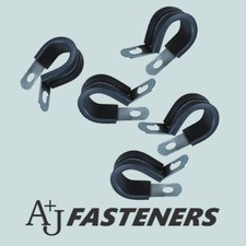 P CLIPS RUBBER LINED ZINC PLATED - ALL SIZES 10 & 50 PACK - TUBE CAR HOSE CLAMP