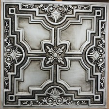 PL16 Faux tin 3D antiqued silver ceiling tiles cafe decor wall panels10tiles/lot