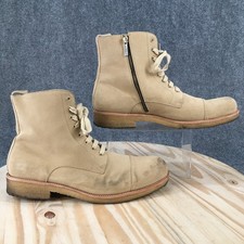 Oro Los Angeles Boots Mens 12 Lace Up Zip Combat Ankle Boot Beige Suede Cap Toe