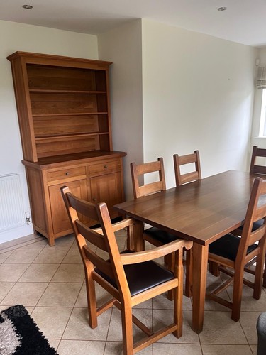 Solid oak dining table with - oak,