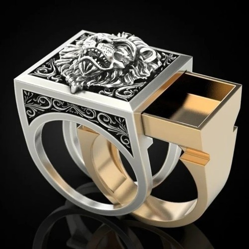 Lion head ring for men - ring, secret