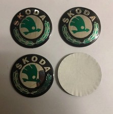 4x SKODAs Auto Wheel Centre Sticker New 3D Logo 56mm Stickers Black Green