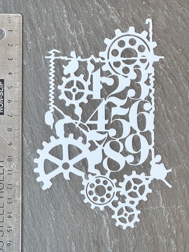 Stencil background clock - stencil, cog