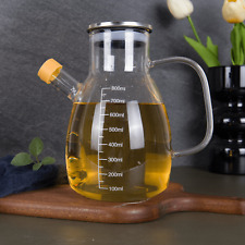 Glass Olive Oil Bottle, Vinegar Cruet Dispenser, Cooking Oil Pourer with Lid
