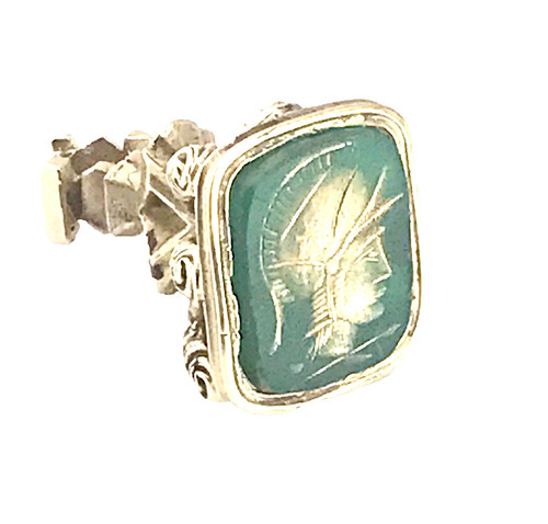 Engraved intaglio agate fob - agate,