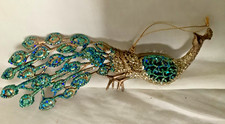 Gisela Graham  Peacock Christmas Tree Decorations Hanging Ornament 