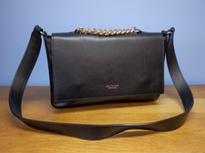 LIA NUMA black Italian leather firm shoulder bag with chunky chain top handle