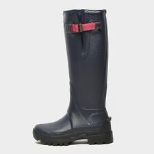 HUNTER WOMENS BALMORAL ADJUSTABLE BOOTS Tall Navy Peppercorn Calf Length Rubber