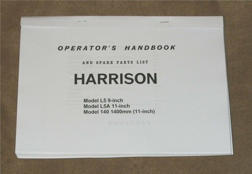 Harrison 140 lathe manual - lathe,