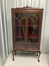 BEAUTIFUL MAHOGANY & INLAID GLAZED DISPLAY CABINET