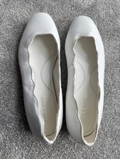 Deane & White Women White Leather Flat Shoes Size UK 7