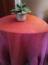 NOW £37,  Vintage Laura Ashley Nutmeg Plum/Cream Round Table Cloth Approx. 196cm