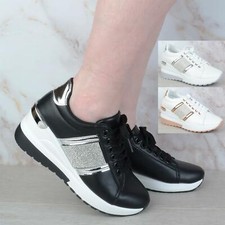 Womens Ladies Diamante Lace Up