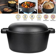2 in 1 4L Cast Iron Dutch Oven