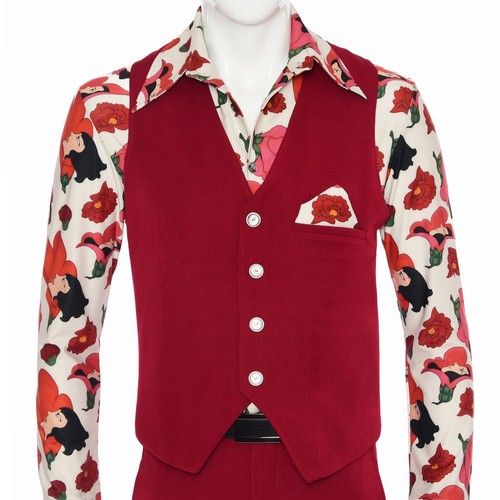 Men cranberry red 70s vest - red,