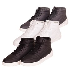 Crosshatch Mens Hi Top Trainers Shoes Lace Up Ankle Boots Plain With White Sole
