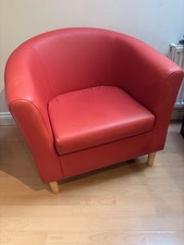 Red Ikea faux leather Tub Chair in very good condition 