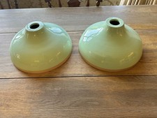 Bamboo Lacquered Lampshades (Pair Of) - 30cm Wide, Duck Egg Blue, good condition