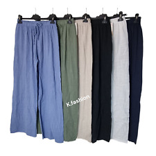 NEW LADIES SUMMER 2025 LIGHTWEIGHT 100% COTTON COMFY WIDE LEG PALAZZO TROUSERS