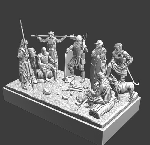 28mm medieval camp - camp, scene