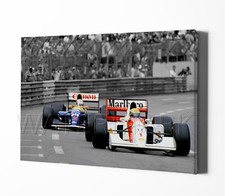 AYRTON SENNA MANSELL MONACO CANVAS WALL ART 30MM DEEP FRAMED PRINT F1 30x20 INCH