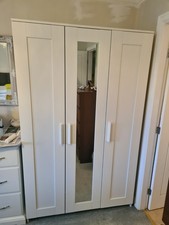 IKEA Brimnes White 3-Door Mirrored Wardrobe 117cm X 190cm