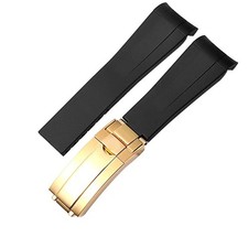 Oysterflex Rubber Strap with Clasp for Rolex -20mm Black Rose Gold Strap Stylish