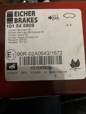 EICHER FRONT BRAKE PADS 101 54 5809 CITROEN BERLINGO 03, PEUGEOT 206,307, CHEAP