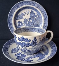VINTAGE WEDGWOOD WILLOW BREAKFAST CUP SAUCER TEA PLATE (25C)