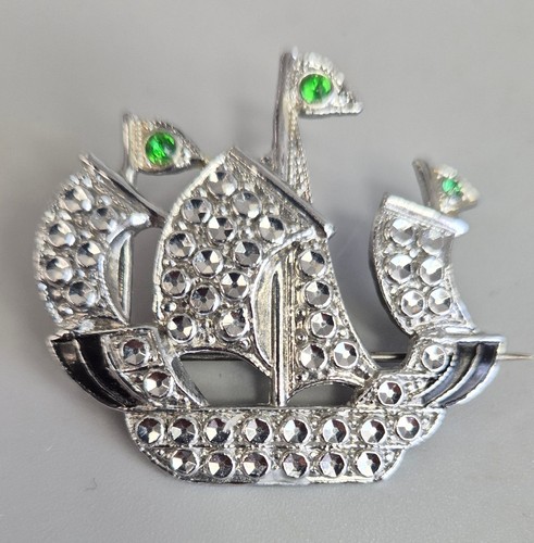 Vintage galleon brooch silver - vintage,