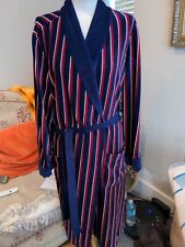 Vintage Navy, Red & White Striped Velour Dressing Gown With Belt Size 40" Chest