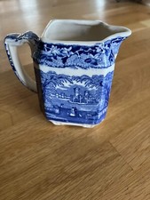 blue & white masons vista pitcher cream jug