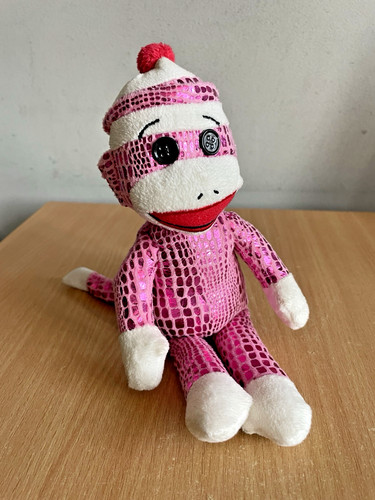 Metallic pink sock monkey - sock,