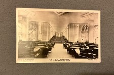 CMT SS Normandie 1st Class Smoking Room Unused Post Card Real Photograph