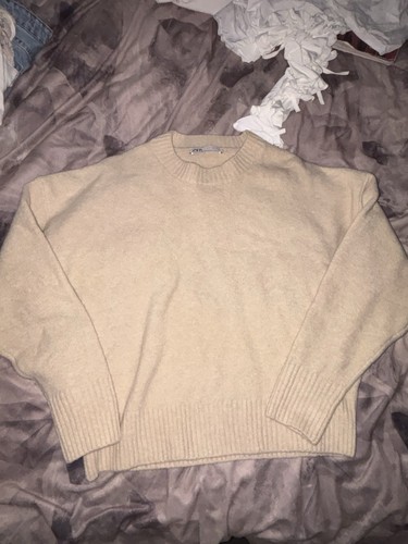 Cream wool zara jumper size - wool,