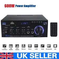 600W bluetooth Stereo Amplifier Amp HIFI Audio Radio 2CH USB AUX FM Car Home UK