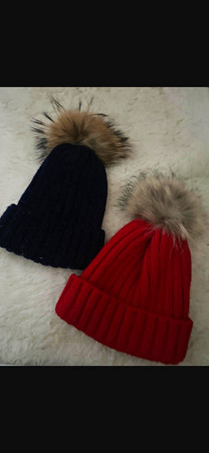 Women knit beanie hat faux - beanie,