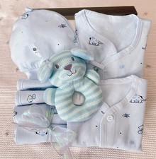 New Pure Cotton Baby Boy Gift Set With Gift Bag 8 Pieces Set Newborn 0-3 Months