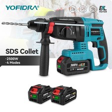 2 Batteries Cordless SDS Plus 4 Mode Rotary Hammer Drill 2500W For Makita 18V