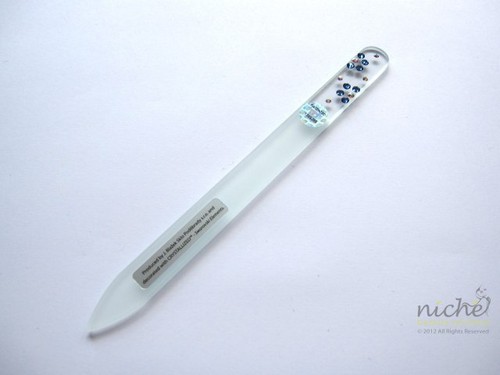 Glass nail file with blue - file, half