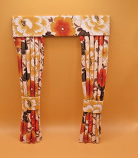 Dollshouse Curtains  Orange/brown white pattern    7" long  1:12th