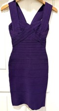 Herve Leger Purple Bandage Dress Y2K Thick Straps Sz S