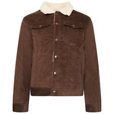 Mens Western Cord Sherpa Trucker Borg Lined Winter Jacket Western S M L XL XXL