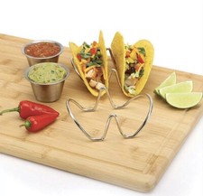 (2 Grid)Taco Rack Stainless Steel Sturdy U-Shaped Double-Sided Taco Bowl
