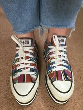 MADE IN THE USA VINTAGE CONVERSE EXTREMELY RARE MULTI STRIPED PLATFORM SHOES