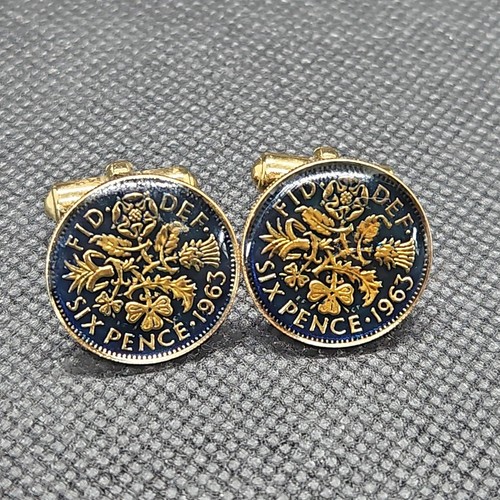 Mens six pence gold - gold, blue