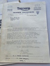 1949 Triumph Motor Cycle Engineering Letter With Range Leaflets.